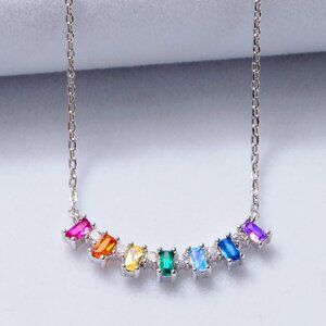 Dainty Rainbow Multicolor gemstone necklace, Charmed Aroma